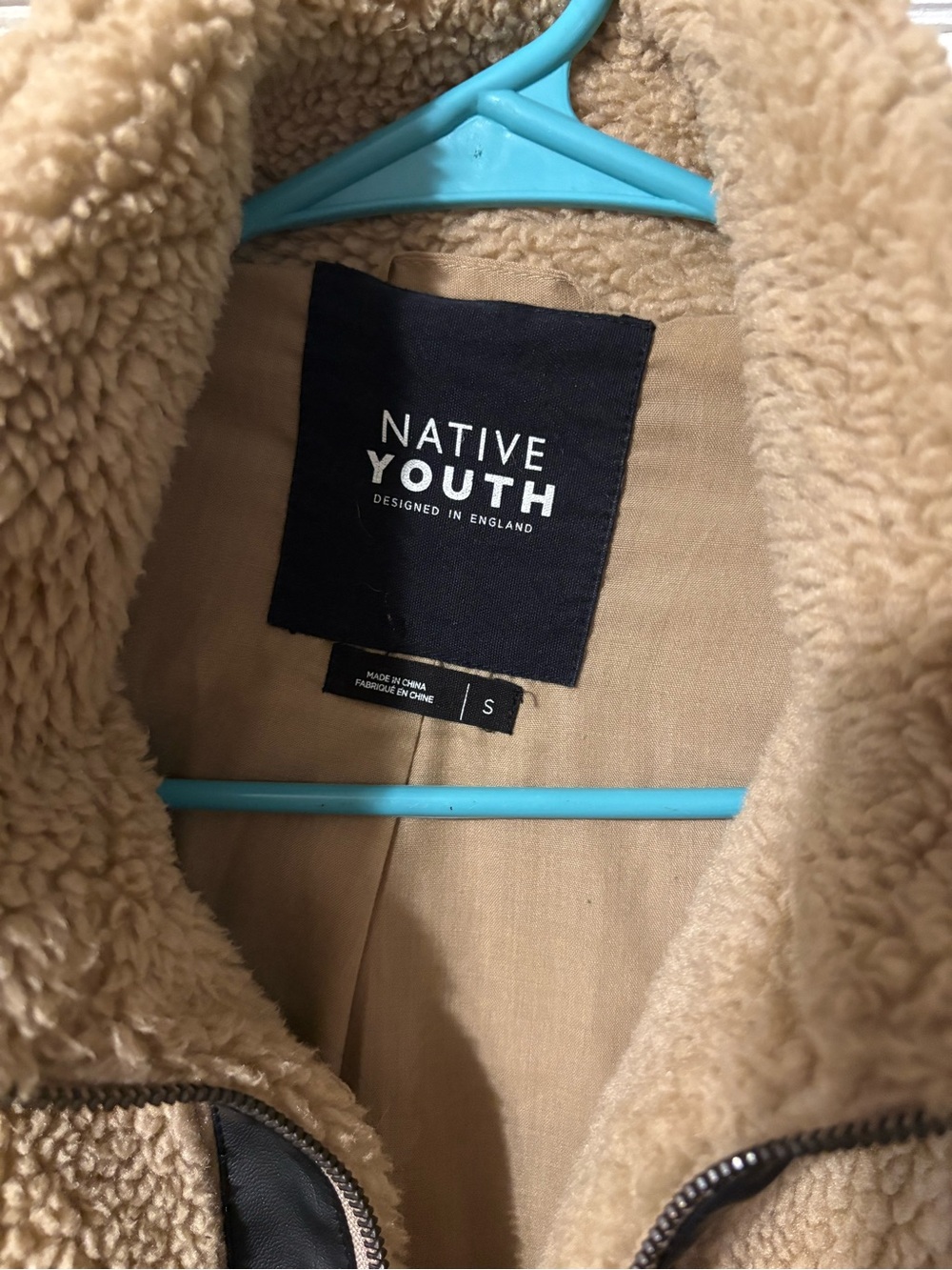 NATIVE YOUTH Tan Sherpa Puffer Jacket